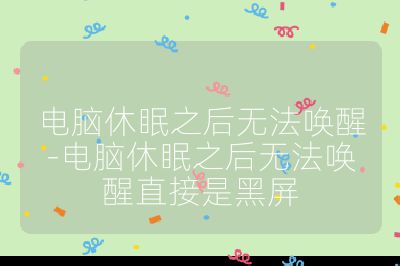 电脑休眠之后无法唤醒-电脑休眠之后无法唤醒直接是黑屏