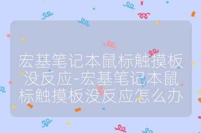 宏基笔记本鼠标触摸板没反应-宏基笔记本鼠标触摸板没反应怎么办