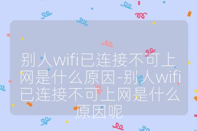 别人wifi已连接不可上网是什么原因-别人wifi已连接不可上网是什么原因呢