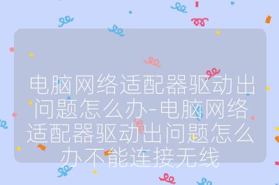 电脑网络适配器驱动出问题怎么办-电脑网络适配器驱动出问题怎么办不能连接无线