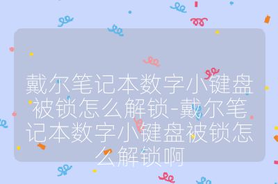戴尔笔记本数字小键盘被锁怎么解锁-戴尔笔记本数字小键盘被锁怎么解锁啊