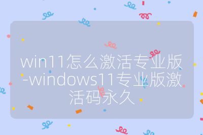 win11怎么激活专业版-windows11专业版激活码永久