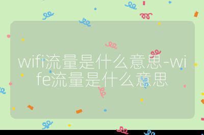 wifi流量是什么意思-wife流量是什么意思
