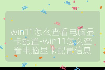 win11怎么查看电脑显卡配置-win11怎么查看电脑显卡配置信息