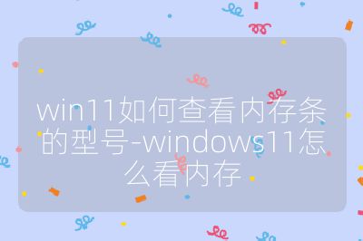 win11如何查看内存条的型号-windows11怎么看内存