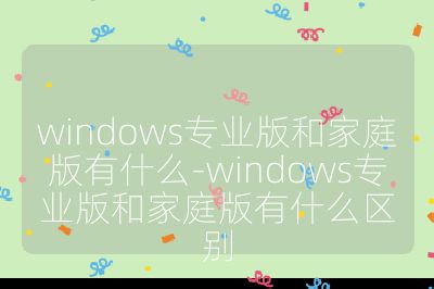 windows专业版和家庭版有什么-windows专业版和家庭版有什么区别