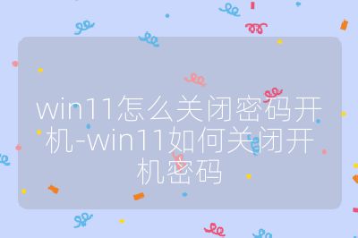 win11怎么关闭密码开机-win11如何关闭开机密码