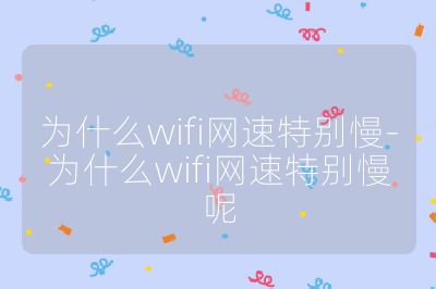 为什么wifi网速特别慢-为什么wifi网速特别慢呢