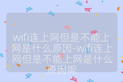 wifi连上网但是不能上网是什么原因-wifi连上网但是不能上网是什么原因呢