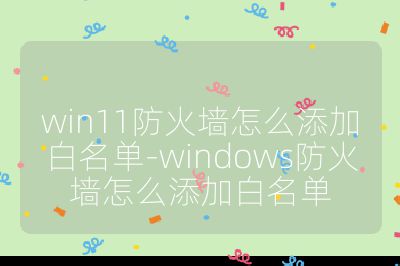 win11防火墙怎么添加白名单-windows防火墙怎么添加白名单