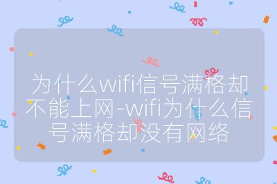 为什么wifi信号满格却不能上网-wifi为什么信号满格却没有网络