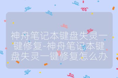 神舟笔记本键盘失灵一键修复-神舟笔记本键盘失灵一键修复怎么办