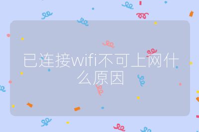 已连接wifi不可上网什么原因