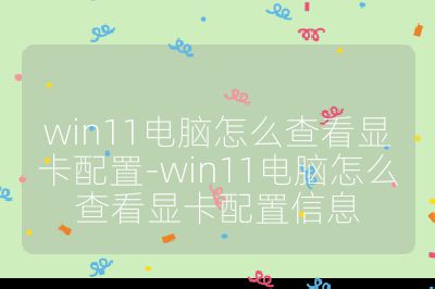 win11电脑怎么查看显卡配置-win11电脑怎么查看显卡配置信息