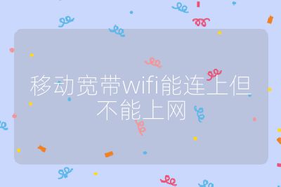 移动宽带wifi能连上但不能上网