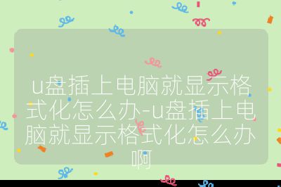 u盘插上电脑就显示格式化怎么办-u盘插上电脑就显示格式化怎么办啊