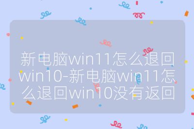新电脑win11怎么退回win10-新电脑win11怎么退回win10没有返回