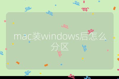 mac装windows后怎么分区